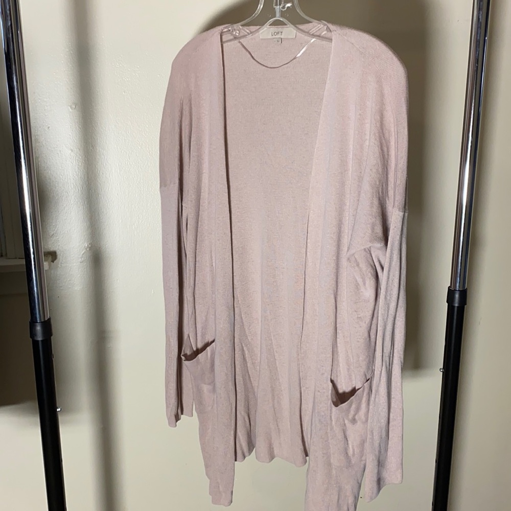Loft | Long Knit Cardigan | L | Tan